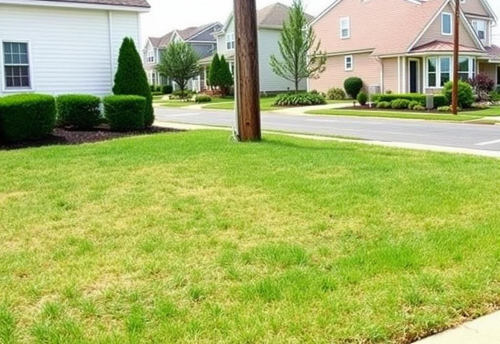 Patchy lawn before service